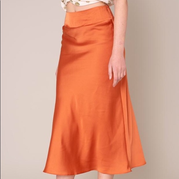 🆕 Satin A-Line Midi Skirt in Clay - Picture 4 of 7